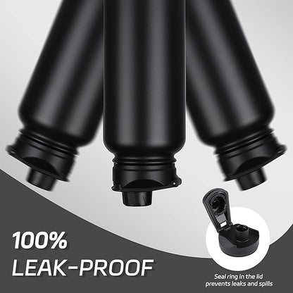 HASLE OUTFITTERS 40oz Stainless Steel Water Bottle, Vacuum Insulated Double Walled Leak Proof Sports Water Bottle with 2 Lids (Straw and Spout Lid) Thermo Mug Keep Cold and Hot(Black,4)