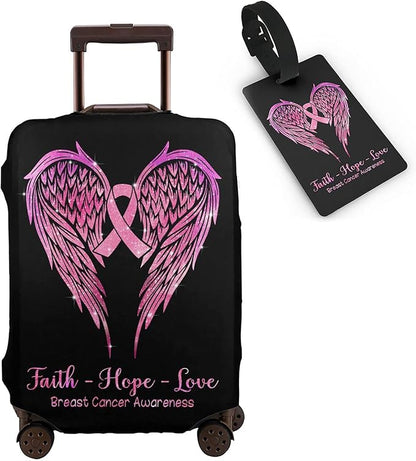 Travel Suitcase Protector Breast Cancer Pink Ribbon Elastic Protective Washable Luggage Cover With Concealed Zipper Suitable For 18-32 Inch(XL (for 29--32 inch luggage))