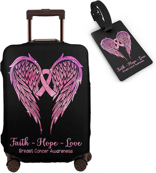 Travel Suitcase Protector Breast Cancer Pink Ribbon Elastic Protective Washable Luggage Cover With Concealed Zipper Suitable For 18-32 Inch(XL (for 29--32 inch luggage))