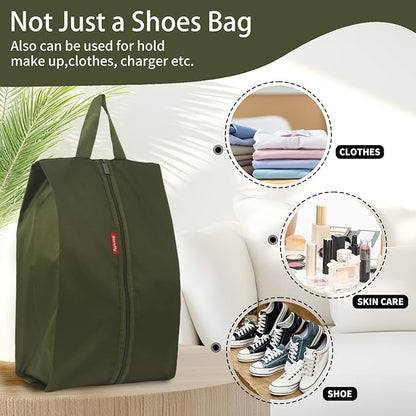 6pcs Portable Shoe Organizer, Travel Pouches with Zipper, Golf Shoe Bags, Clothes Bags, Soccer Cleats Bag, Shoe Pouch for Gym, Waterproof, Odor-Resistant (Dark Green)