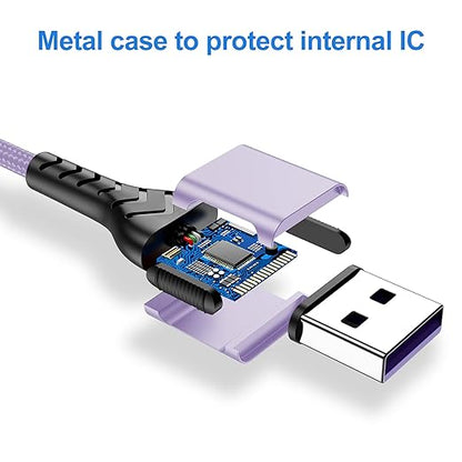 Durcord iPhone Charger, [Apple MFi Certified] 3Pack 10FT USB A Cable for Long Lightning Charger Cable, Fast iPhone Charging Cord for iPhone Xs Max/XS/XR/X/8/7/6S/6/Plus/SE/iPad(Light Purple)