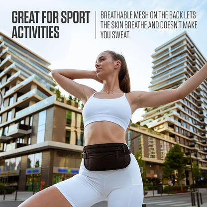 Travel Money Belt, RFID Blocking for Men & Women - Ideal for Keeping Your Cash, Credit Card, Passport, Phone Safe When Traveling (Sleek Silver)