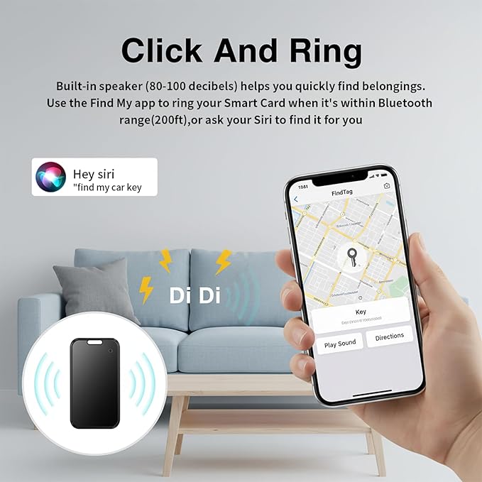 2 Pack Wallet Tracker [Apple MFi Certified] Work with Find My(iOS Only)Rechargeable Ultra Thin Tracking Card Waterproof Smart Air Bluetooth Card Tag Key Finder Item Locator for Passports Purse Luggage