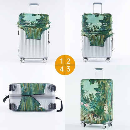 Travelkin Luggage Covers For Suitcase Tsa Approved,Suitcase Cover Protector Fit 18-32 Inch Luggage (Jungle, S)