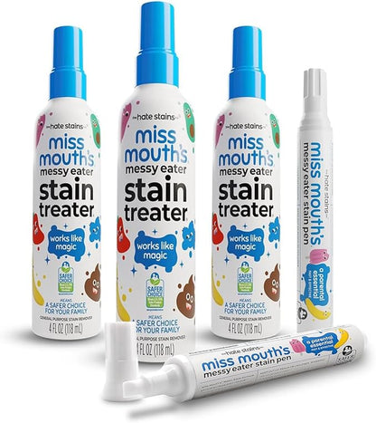 Miss Mouth's Messy Eater Stain Treater Pens and 3 4oz Bottles - On the Go Stain Remover and Pens Newborn & Baby Essentials