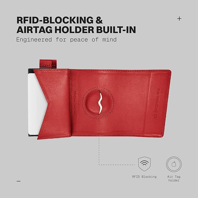 The Frenchie Co. - Speed Wallet Original - Rouge Noir Golf - RFID blocking and super-fast card access - Ultra-slim Italian leather, holds up to 8 cards and folded cash