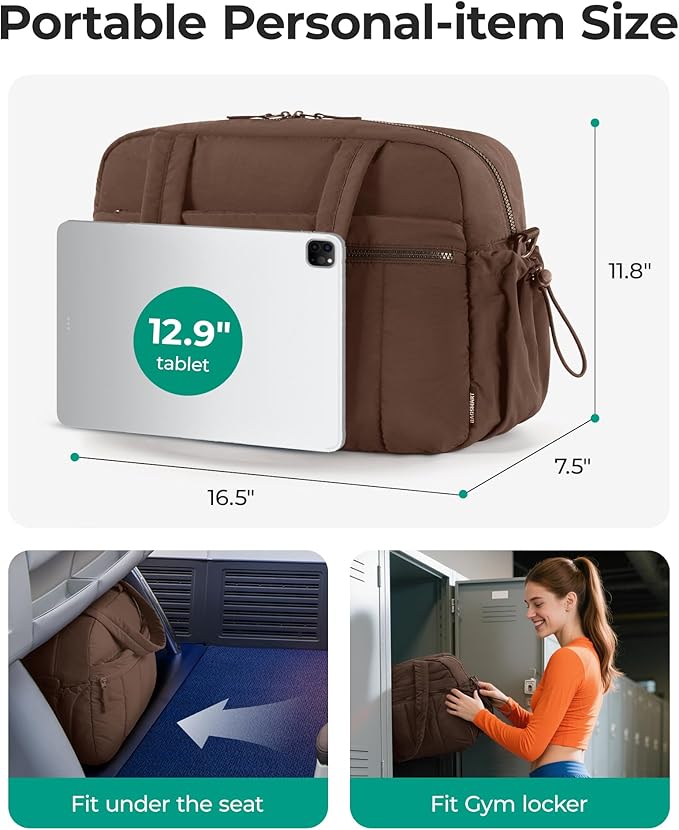 BAGSMART Gym Bag for Women, Duffle Bag for Travel with Wet Pocket, Lightweight Carry on Weekender Duffel, Water Resistant