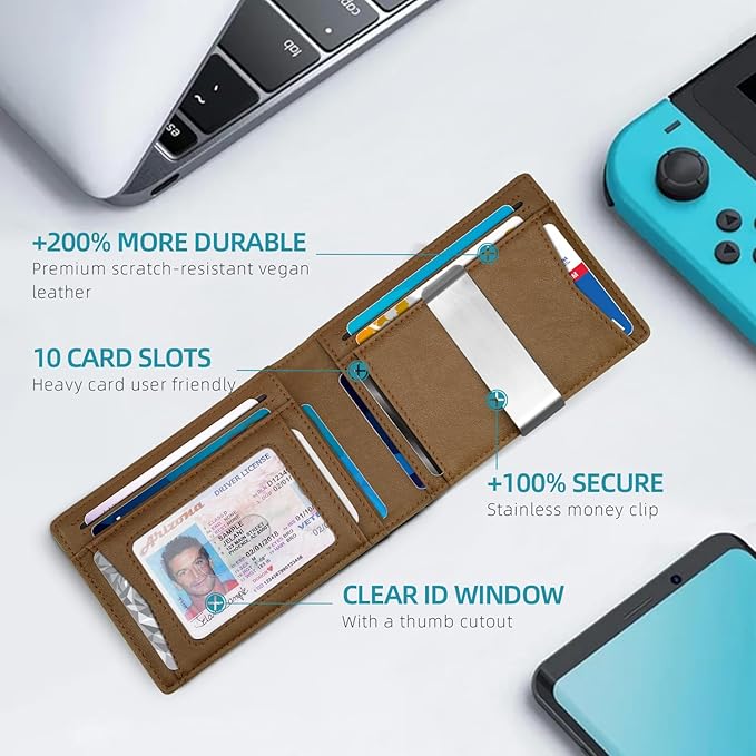 Zitahli Men's Wallets Airtag Holder Slim Rfid Leather with Gift Box