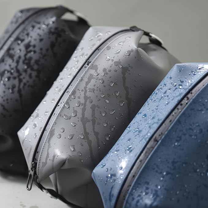 Vomgomfom 6L 13 Inch Silicone Toiletry Bag, Waterproof Leakproof Travel Cosmetic Organizer, Adjustable G-Buckle Compression Dopp Kit, Foldable Makeup Bag for Women & Men (Grey, 6.5”3L)