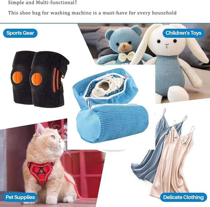 Shoe Laundry Bags for Washing Machine, 2 Pcs Shoe Washing Bag, Laundry Shoe Bag for Washer and Dryer, Reusable Shoe Washing Bags Shoe Washing Machine Bag (Blue-2Pcs)