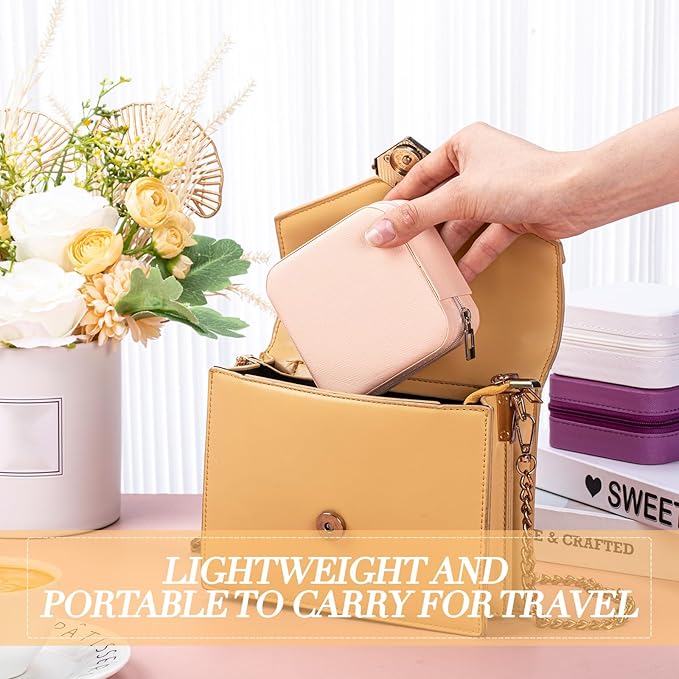 Batiyeer 50 Pcs Small Jewelry Travel Case Bulk Mini Jewelry Box Wedding Bridesmaid Proposal Return Gift for Pooja(White Pink Purple)