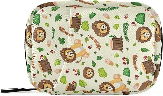Pill Organizer Box Case Weekly Travel Pill Container Holder 7Day Cute Vitamin Organizer Dispenser Sorter Planner Storage Small Compact Cute Lion Head01