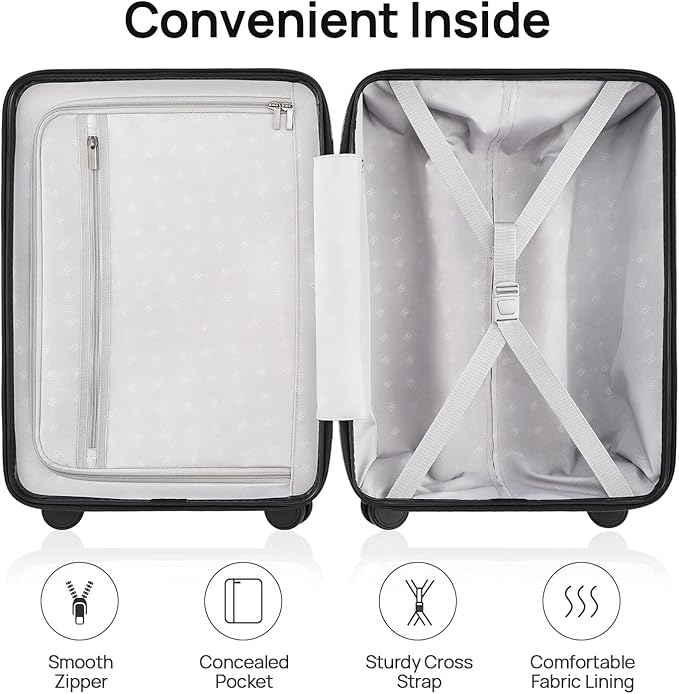 NINETYGO Large Checked Luggage 28 Inch, Checking In Luggage with Smooth Spinner Wheels, Lightweight, Hard Shell PC Suitcase, Lightweight Travel Luggage, TSA Approved (Grey, Rhine Basic)