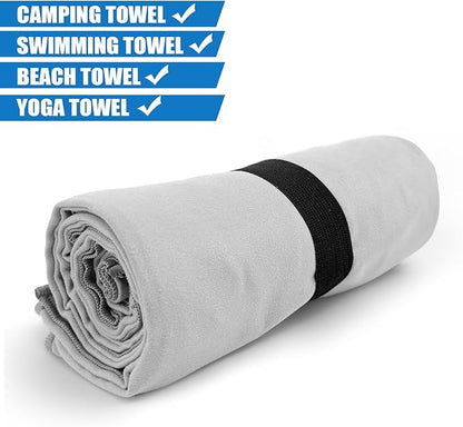 Camping Towel XL Size Microfiber Quick Dry for Men Women Hiking Beach Swimming Pool Travel Body Towels(Light Grey, 1 Pack XL)