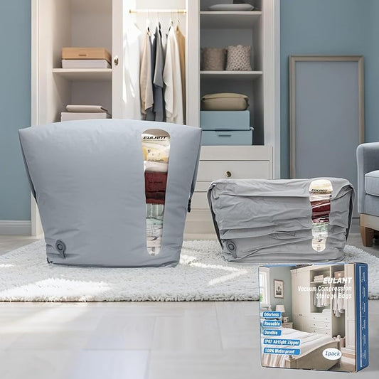 Reusable Vacuum Compression Space Saver Bag,Waterproof Professional IP67 Zip Vacuum Bags for Packing Organizers,Lightweight Compression Packing Bags for Home Family(No Pump)