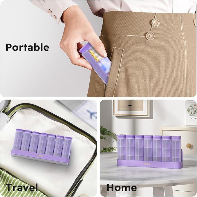 Weekly Pill Organizer 3X a Day, Detachable Pill Box 7 Day, Large 3 Times Daily Pill Case, Travel Pill Container Holder, Week Medication Dispenser Pillbox for Vitamin Supplement Medicine, Purple