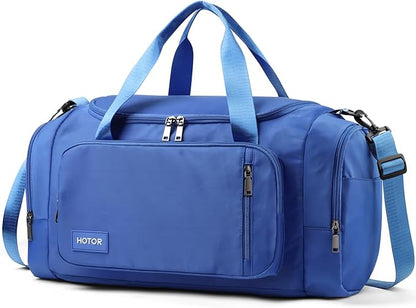 HOTOR Gym Bags for Men & Women - Spacious Duffle Bag with Shoe Compartment & Wet Pocket, Carry On Weekender Bag Portable Sports Duffel Bag for Workout, Fitness, Travel, Blue, 20.5" x 11.0" x 10.6"