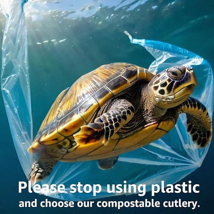 MISISIPI 150-Count Compostable Utensils Set - Heavy Duty BPI Certified, Plastic-Free Disposable Forks, Spoons, Knives for BBQ, Camping, Events, Plant-Based Cutlery