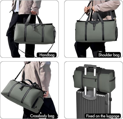 Travel Bag for Men Women, Duffle Bags for Travel with Shoe Compartment Weekender Overnight Carry On Bag with Dry Wet Separated Pocket Personal Item Bag for Gym Trip Workout
