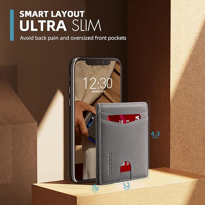 RUNBOX Wallet for Men Slim Rfid Leather 2 ID Window With Gift Box