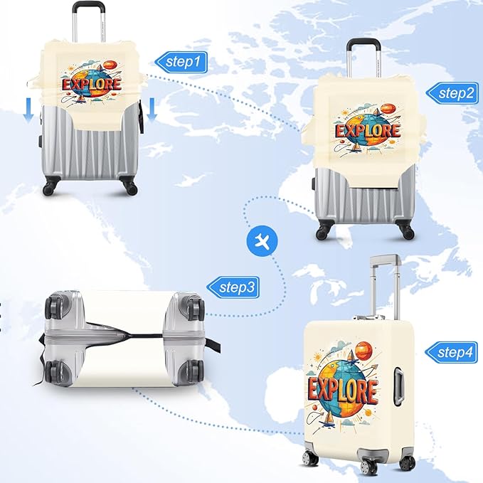 ANNA QUEEN Travel Luggage Cover Suitcase Protector Suitcase Cover Anti-Scratch,Stretchable Bag Cover Washable Durable Polyester
