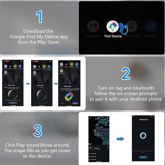 Bluetooth Smart Tags for Android,Air Tracker Tags-4 Pack Android,Keys Finder,Item Locator Works with Google Find Hub App(Android only),Android Tracker Tag for Keys,Luggages (White&Black)