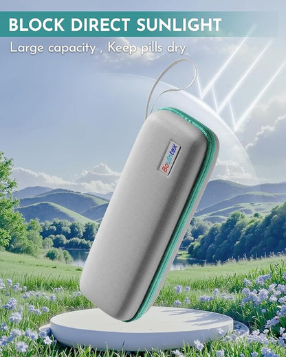 Weekly Pill Organizer 2 Times a Day, 7 Day Travel Medicine Pill Organizer with Moisture-Proof Silicone Lid, AM PM Daily Pill Bottle for Vitamins & Supplements, Pocket-Size Pill Case(Green)