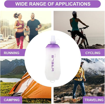 200ml/350ml/500ml Collapsible Soft Flask,BPA Free Folding Soft Water Bottle with Hanging Ring,Lightweight TPU Hydration Flask for Running Marathon Cycling Hiking(350ml-2 Packs)