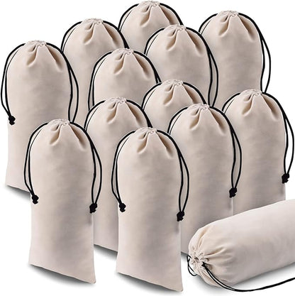 12 Pcs Shoe Dust Bags Beige Duster Flannel Single Shoe Pouch with Drawstring Closure Washable Breathable Shoe Covers for Travel Home Luggage Handbags, 8 x 17 Inches