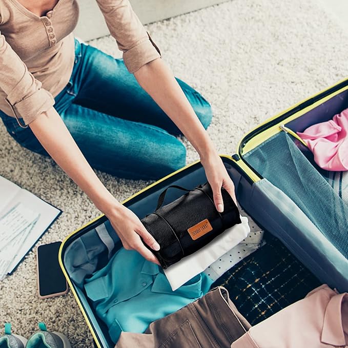 BONNY DODO Toiletry Travel Bag Can Hanging Large Roll-Up Makeup Organizer Bag with 3 Detachable Transparent Mesh Folding Cosmetic Travel Bags for Women & Men Black Toiletries Organizer Bag