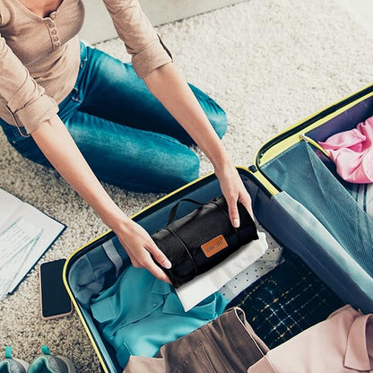 BONNY DODO Toiletry Travel Bag Can Hanging Large Roll-Up Makeup Organizer Bag with 3 Detachable Transparent Mesh Folding Cosmetic Travel Bags for Women & Men Black Toiletries Organizer Bag