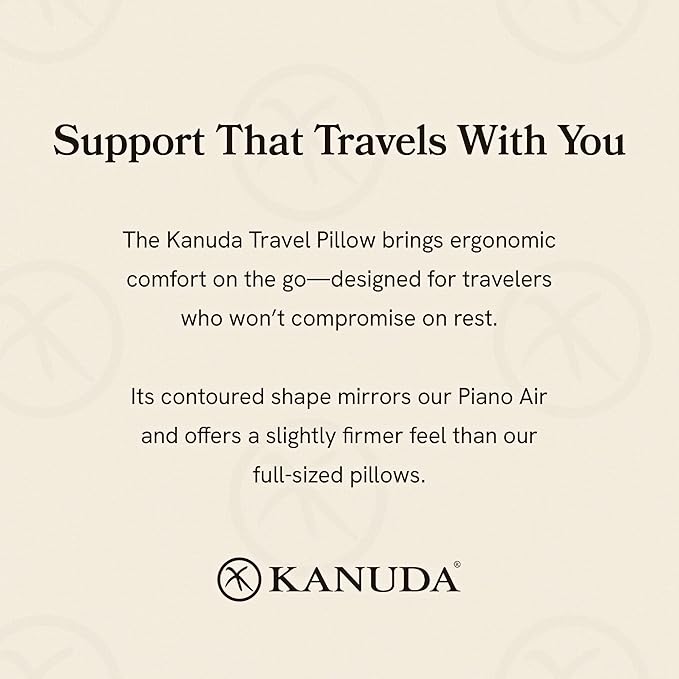 Kanuda Travel Pillow (Scandi Blue) – Orthopedic Cervical Neck Pillow for Travel, Firm Ergonomic Memory Foam Support with CV4 & OCBR Therapy, Washable Cover & Storage Bag