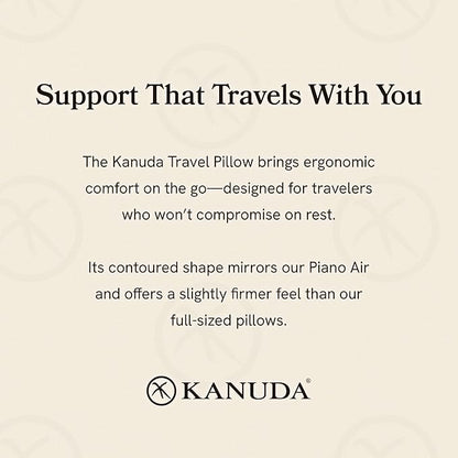 Kanuda Travel Pillow (Scandi Blue) – Orthopedic Cervical Neck Pillow for Travel, Firm Ergonomic Memory Foam Support with CV4 & OCBR Therapy, Washable Cover & Storage Bag
