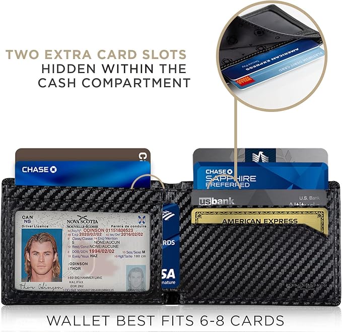 SERMAN BRANDS Mens Slim Bifold Wallet RFID Blocking Minimalist Front Pocket Wallets for Men - Thin & Stylish