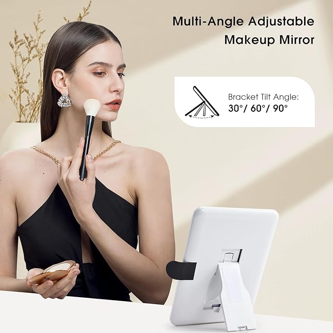 Leather Makeup Case with LED Lighted Mirror 11.4 Inch Travel Makeup Bag Adjustable Brightness in 3 Colors Cosmetic Organizer Artist Storage Bag with Dividers Brush Holder Bag Vanity Black Checkerboard