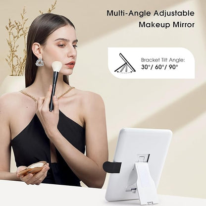 Leather Makeup Case with LED Lighted Mirror 11.4 Inch Travel Makeup Bag Adjustable Brightness in 3 Colors Cosmetic Organizer Artist Storage Bag with Dividers Brush Holder Bag Vanity Dark Brown