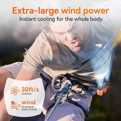 12000mAh Personal Waist Fan, USB Rechargeable Clip The Waist For Working,10 Speed & 23H Cooling and Heatstroke Prevention For Outdoor Travel Camping (orange, 12000mAh)