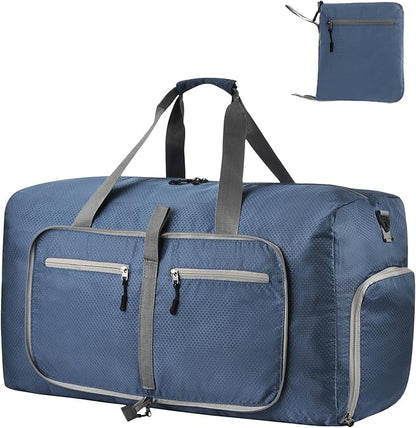 Dimayar Travel Duffle Bag for Men Women - Foldable Duffel Bag with Shoes Compartment - Overnight Bags Waterproof & Tear Resistant(115L,Dark Blue)