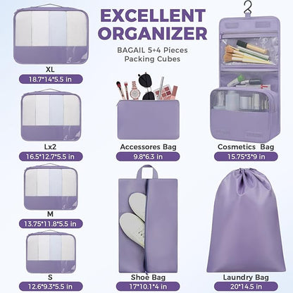 BAGAIL 9 Set Packing Cubes Luggage Packing Organizers for Travel Accessories