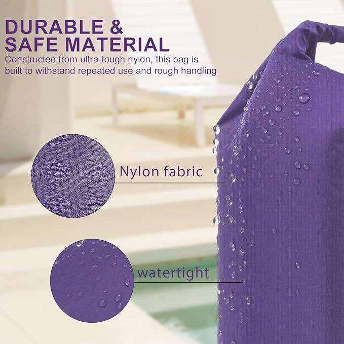 Travel Laundry Bag, Vacuum Compression Dirty Clothes Travel Bag Waterproof Wet Dry Bags Large Capacity Space Saver Bags Reusable Camp Clothes Organizer for Sports Dorm Laundromat (1 Pcs) (Purple, L）