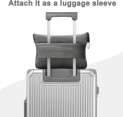 Travel Blanket and Pillow Compact, Premium Soft 2 in 1 Airplane Blanket with Soft Bag Pillowcase，Hand Luggage Sleeve and Backpack Clip (Solid Grey)