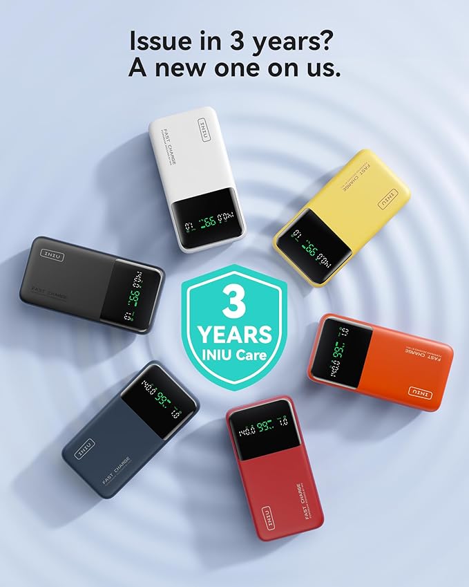 INIU 140W Power Bank, 25000mAh High Capacity Laptop & Phone Portable Charger, Fast Charging Flight Cruise Ship Family Essentials Traveling Powerbank for College Student Traveler Teen Boys Girls, White