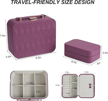 Large Jewelry Case Organizer - Travel Jewelry Box and Portable Case, Burgundy Red