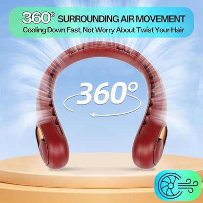 KIDEE Portable Neck Fan, Personal Bladeless Neck Fans 4000mAh, Upgrade 360° Airflow, 3 Speeds, USB Wearable Hands Free Fan Rechargeable, Battery Operated Cooling Fan for Indoor Outdoor Travel