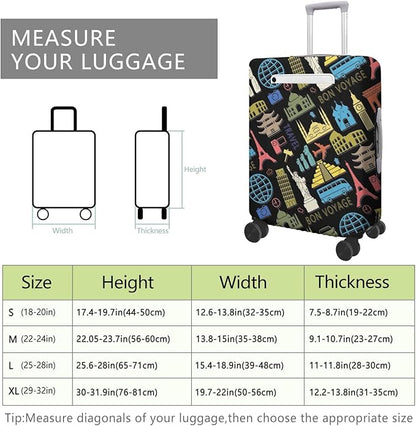 Bon Voyage Travel Luggage Cover, Travel-Themed Suitcase Protector Stretchable, Washable Travel Suitcase Cover (XL for 29-32 Inch Luggage)
