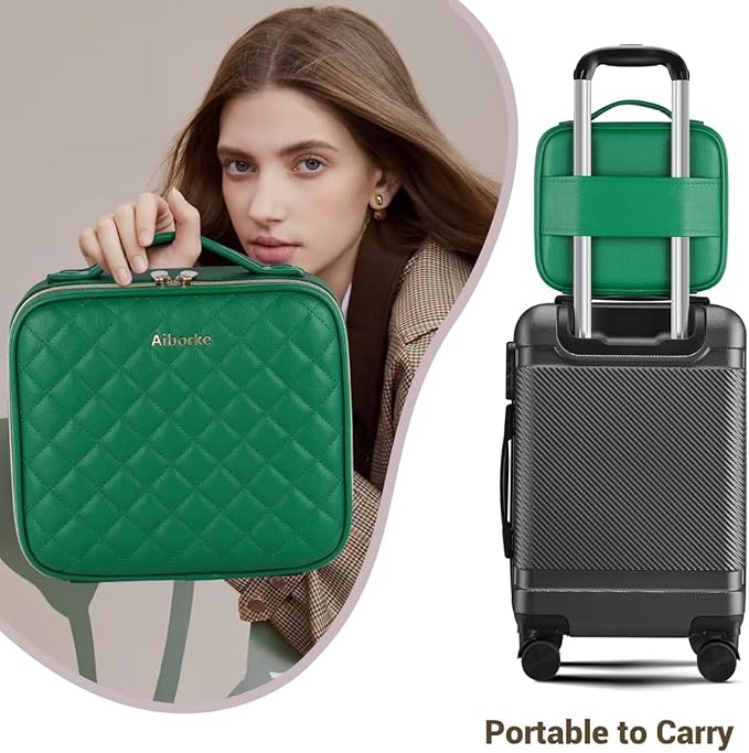 Travel Makeup Bag with Led Mirror Make up Case with Lighted Mirror Cosmetic Organizer bag with Adjustable Dividers and 5X Magnifying Mirror Makeup Box Vanity Case for Women