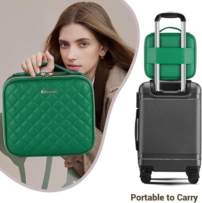 Travel Makeup Bag with Led Mirror Make up Case with Lighted Mirror Cosmetic Organizer bag with Adjustable Dividers and 5X Magnifying Mirror Makeup Box Vanity Case for Women