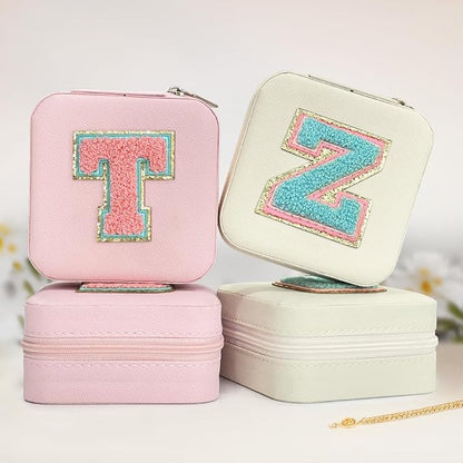 SANDJEST Personalized Jewelry Box, White Travel Jewelry Box with Initial Z, Small Monogrammed Jewelry Case Organizer for Girls Women Teen Kids, Mini Travel Essentials Gifts for Birthday Christmas