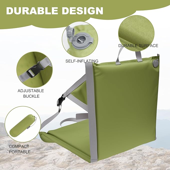 MYDAYS Inflatable Seat Cushion, Portable Stadium Seat Pad, Lightweight Chair Pad for Outdoor, Airplane, Travel, Stadium, Camping & Car (Back Rest)