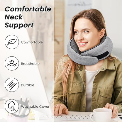 SZXYX Travel Pillows for Airplanes, 100% Pure Memory Foam Neck Pillow for Airplanes, Comfortable Breathable Cover, 360° Support Stowable Pillows for Sleeping, Car, Airport Travel Essentials